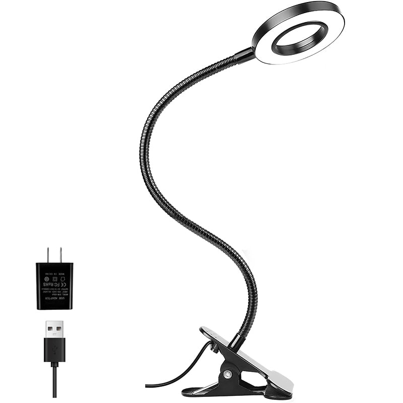 Clip On Desk Lamp with Flexible Neck 3 Light Modes and 10 Level Dimming USB Powered Light