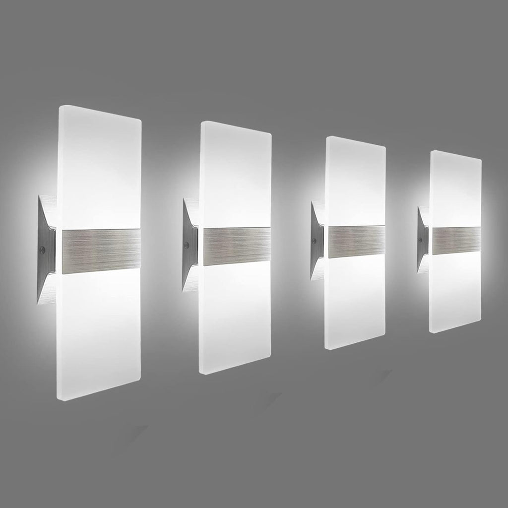 Modern LED Wall Sconce Set of 2 Hardwired Up Down Light 10W Cool White Indoor Wall Lighting Fixture