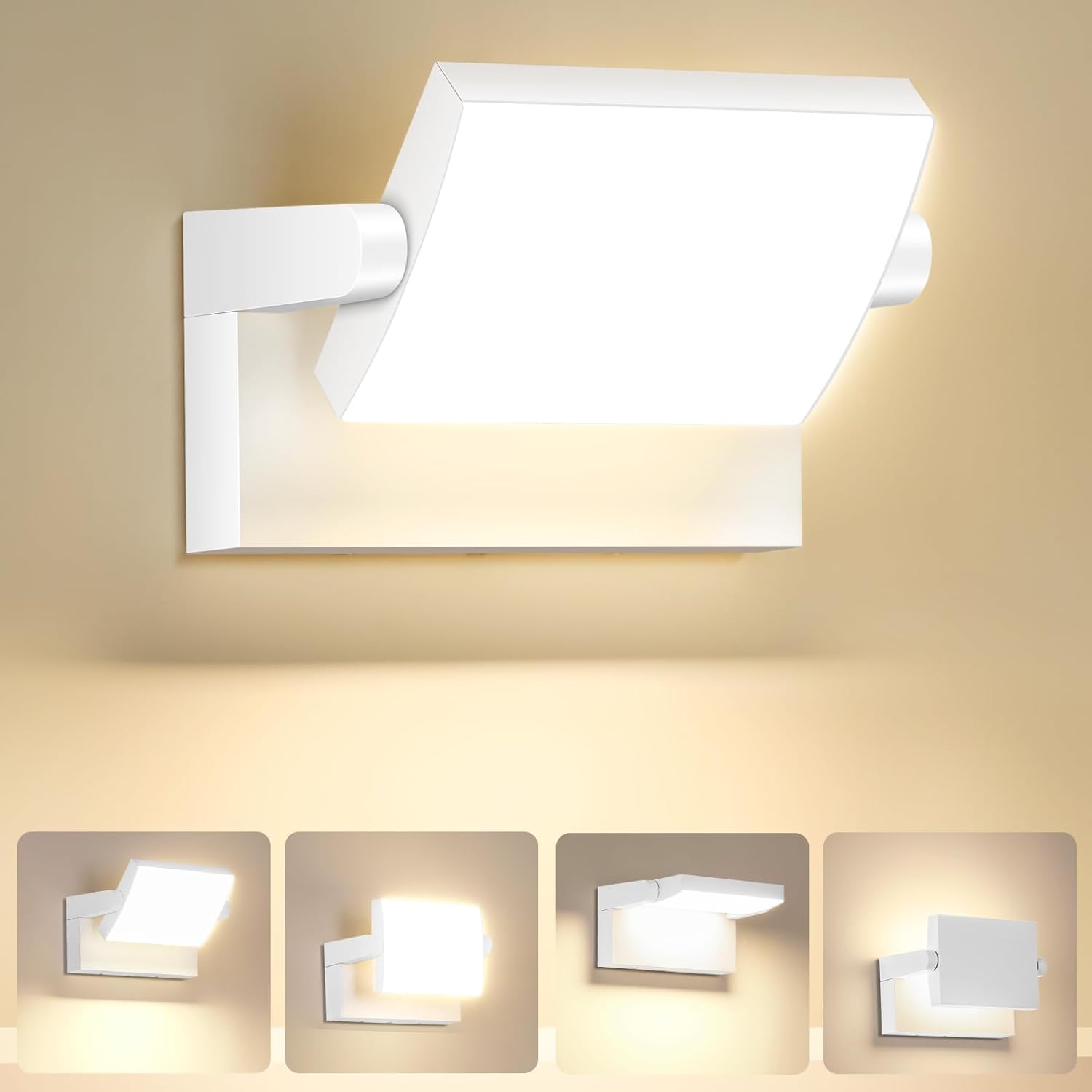 Outdoor LED Wall Light 40W Adjustable Modern Exterior Wall Mount Fixture 6000K Waterproof Black Lighting for Home and Yard