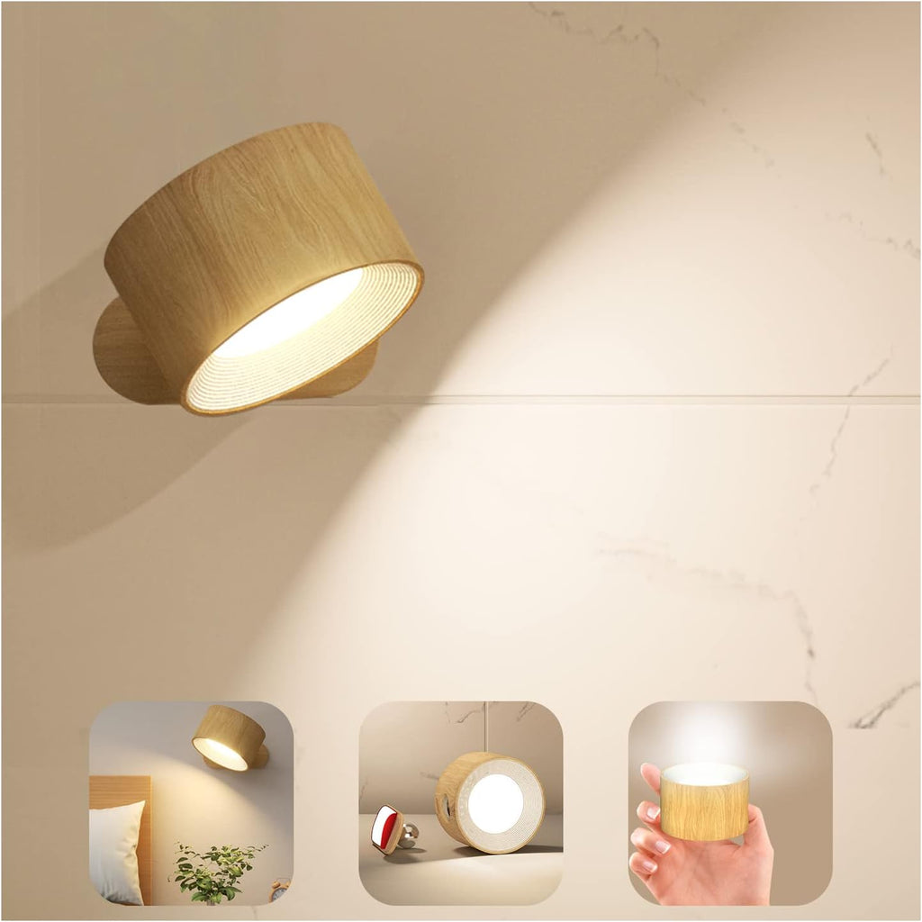 LED Wall Sconce Rechargeable Battery Operated with USB and Adjustable Color Temperatures