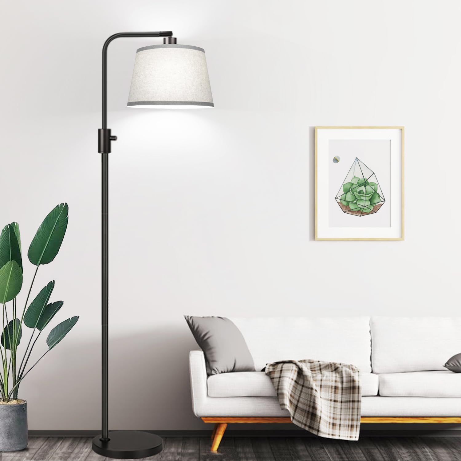Dimmable LED Floor Lamp with Adjustable Head and Edison Style Bulb