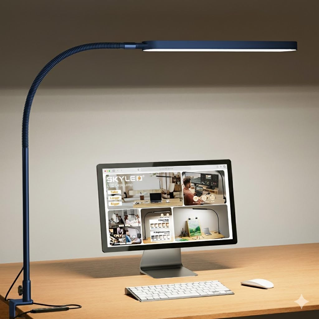 LED Desk Lamp with Adjustable Arm 5 Color Modes and 11 Level Dimming for Home Office