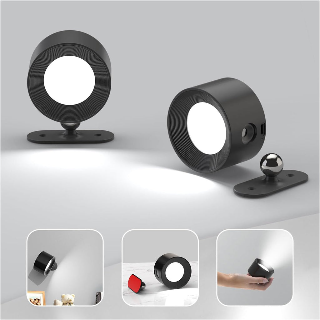 LED Wall Sconce Rechargeable Battery Operated with USB and Adjustable Color Temperatures