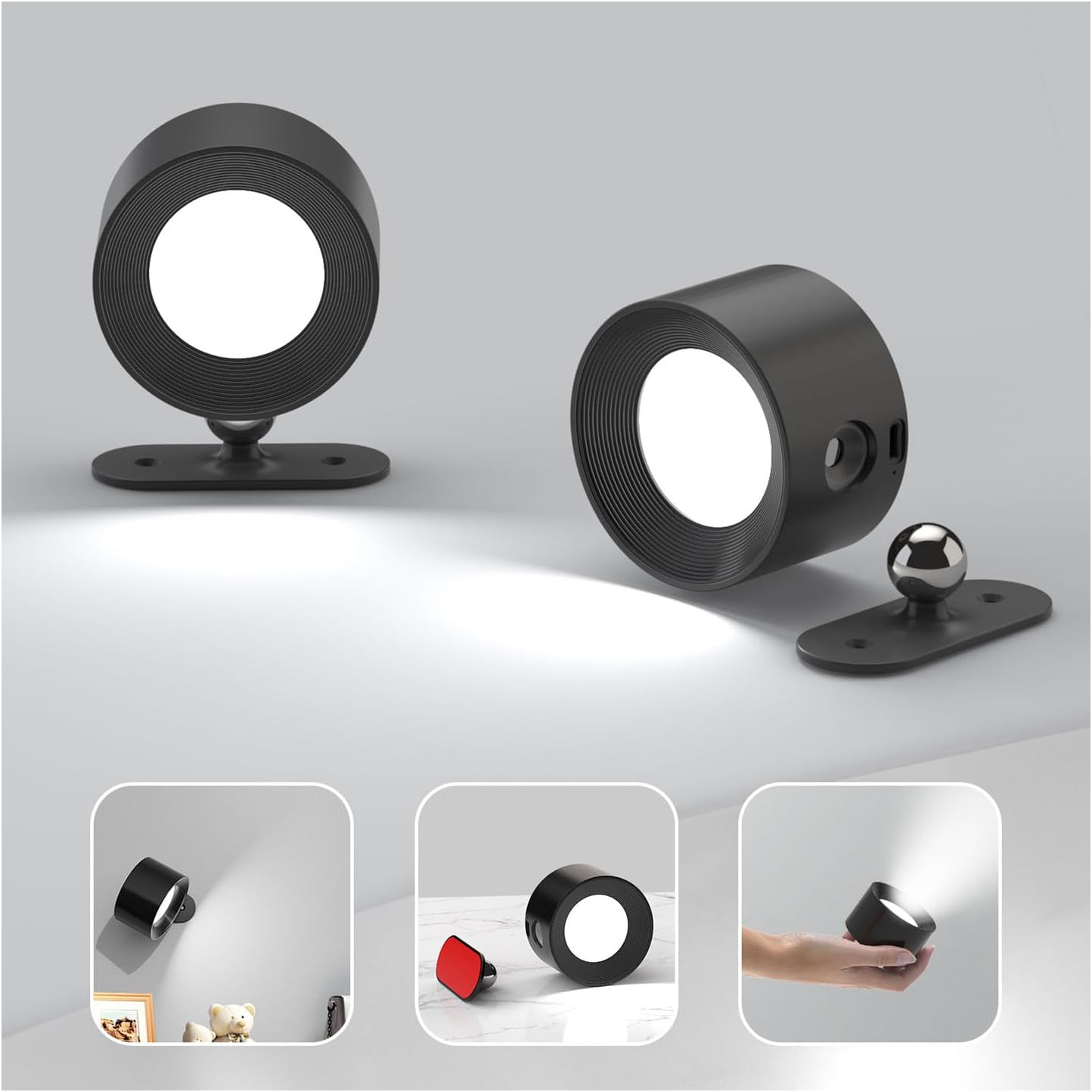LED Wall Sconce Rechargeable Battery Operated with USB and Adjustable Color Temperatures