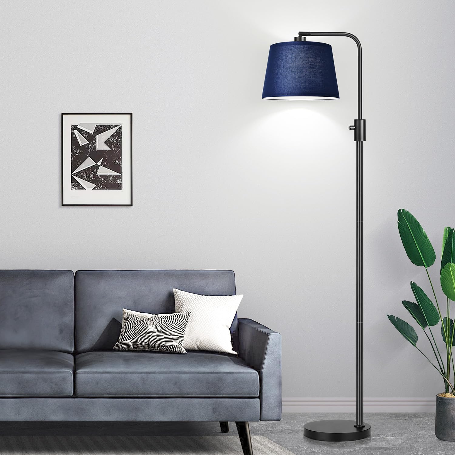 Dimmable LED Floor Lamp with Adjustable Head and Edison Style Bulb