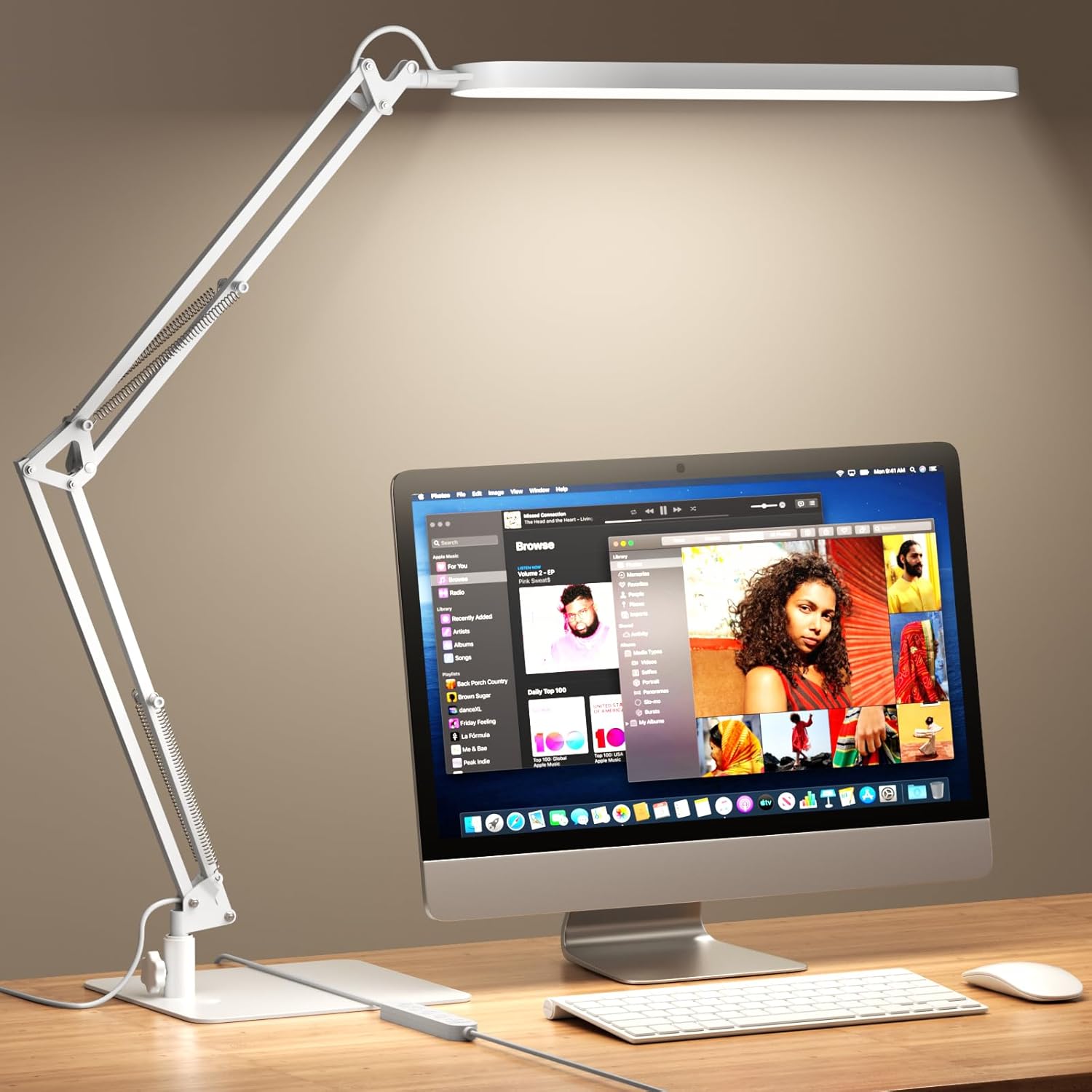 LED Desk Lamp with Adjustable Arm 5 Color Modes and 11 Level Dimming for Home Office