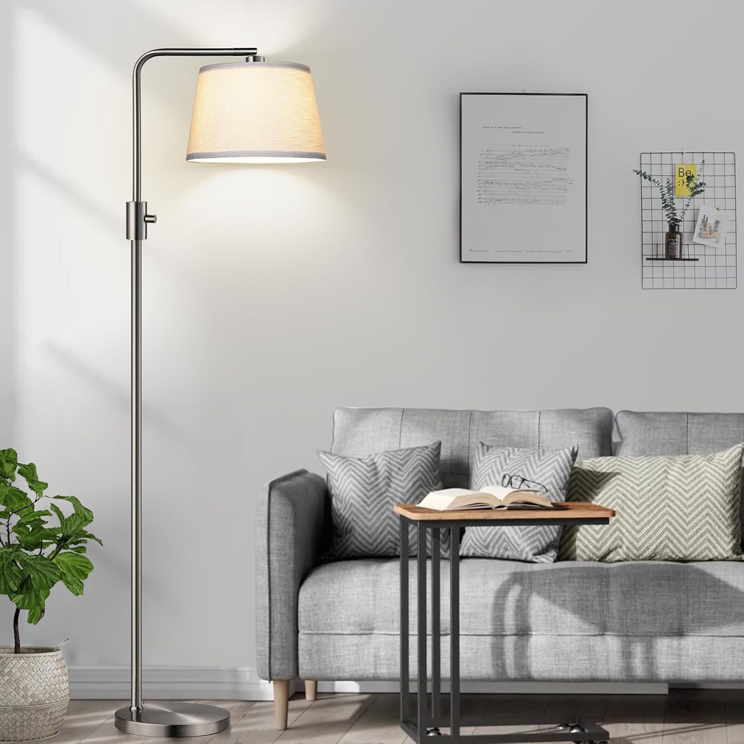 Dimmable LED Floor Lamp with Adjustable Head and Edison Style Bulb