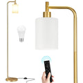 Modern Black Floor Lamp with Clear Glass Shade and LED Bulb